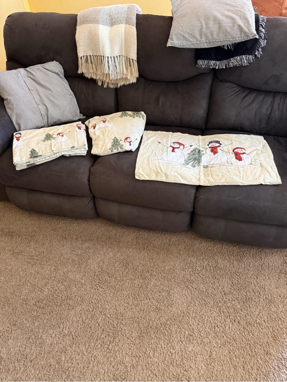 Cuddl Duds Snowman Pillow Cover - Red, White, Green
